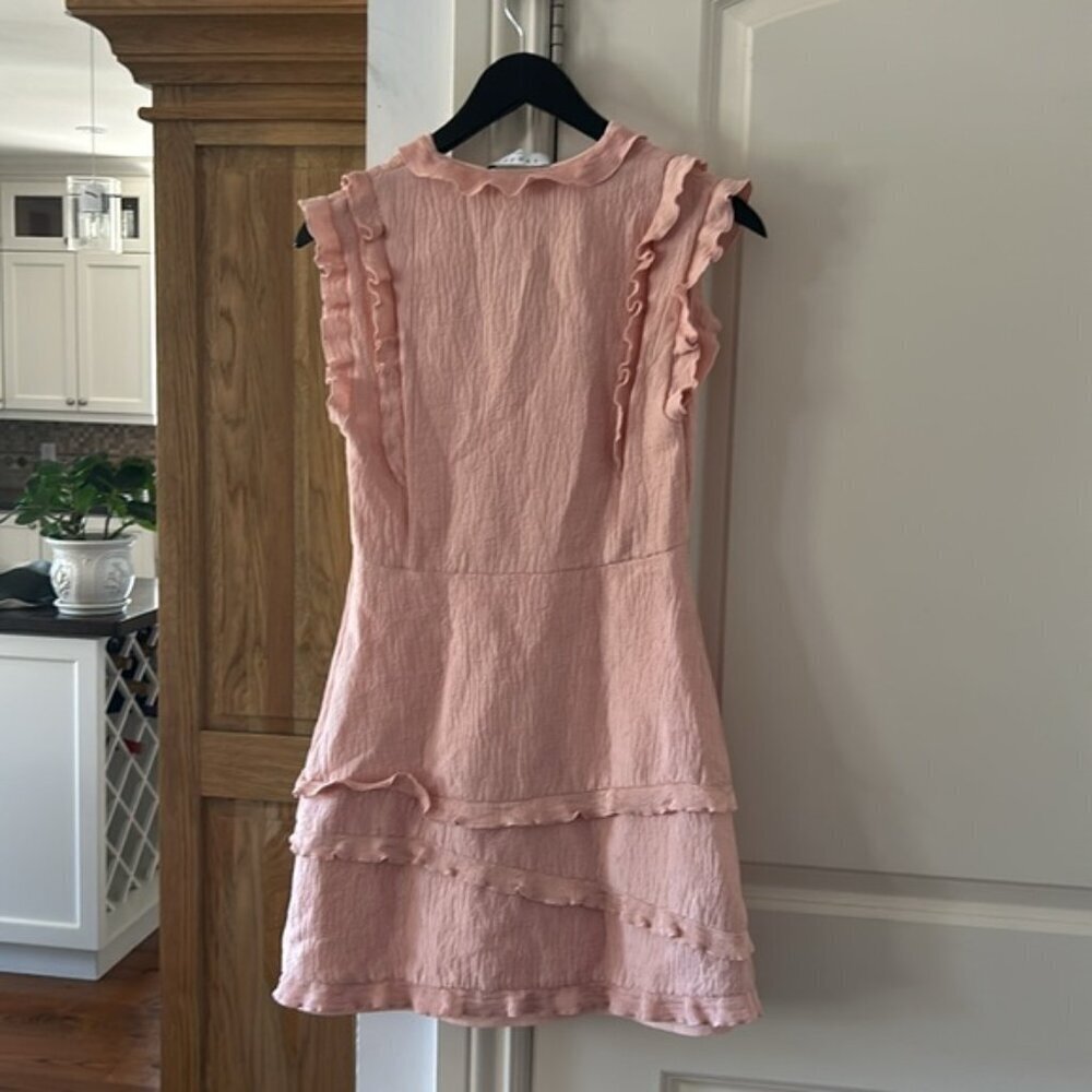 SANDRO v neck pink ruffle dress us 6 - Picture 14 of 16